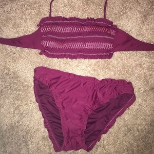 Purple Ribbed Bathing Suit